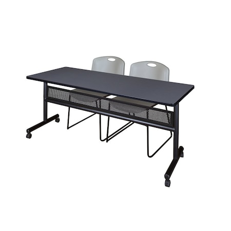 Kobe Rectangle FlipTop Table, 72" W, 29" H, Laminate Top, Gray MKFTM7224GY44GY